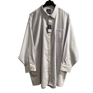 Stafford Shirt Men XXLXT Advanced Performance Sweat Repel Dobby Purple Blue Grid